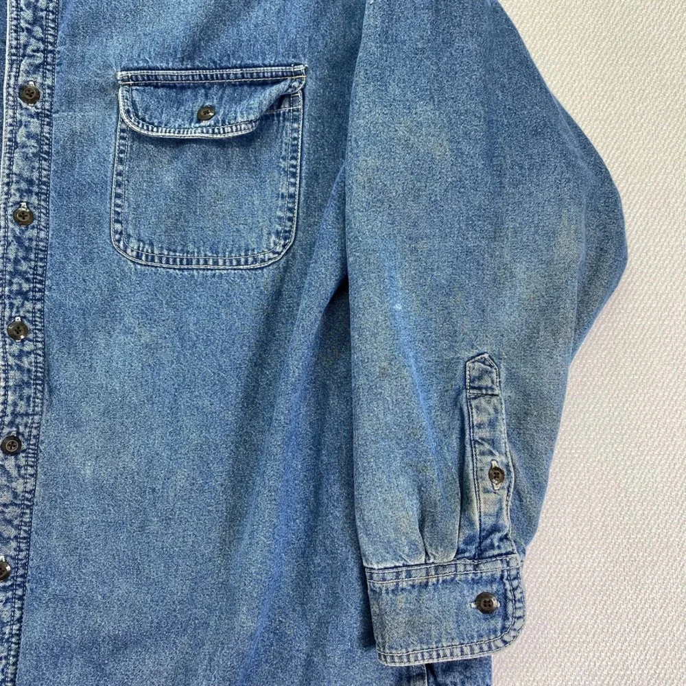 Levi Strauss Denim Shirt Mens XXL Blue Blanket Lined Plaid Workwear Shacket Read - Picture 9 of 14